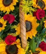 canasta de girasoles